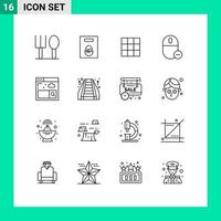 User Interface Pack of 16 Basic Outlines of search browser ui remove hardware Editable Vector Design Elements