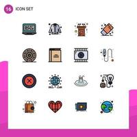 conjunto de 16 iconos de interfaz de usuario modernos signos de símbolos para la oficina dibujar discurso de compras elementos de diseño de vectores creativos editables femeninos