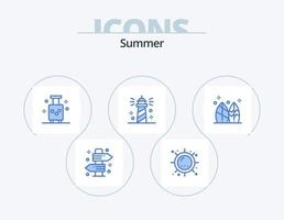 paquete de iconos azul de verano 5 diseño de iconos. Oceano. playa. luz del sol. viajar. maleta vector