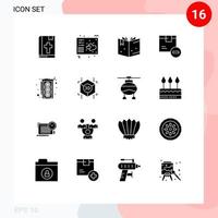 Pictogram Set of 16 Simple Solid Glyphs of computer goods music delivery box Editable Vector Design Elements