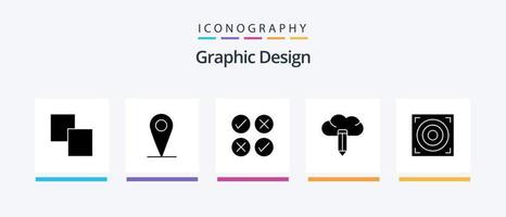 Design Glyph 5 Icon Pack Including . web. design. speaker. pencil. Creative Icons Design vector