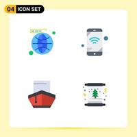 4 User Interface Flat Icon Pack of modern Signs and Symbols of media filled website network transportation Editable Vector Design Elements