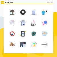 Modern Set of 16 Flat Colors Pictograph of pants unlocked cola padlock body Editable Pack of Creative Vector Design Elements