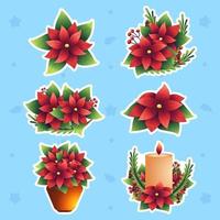 hermoso juego de pegatinas de flores de pascua vector