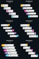 plantilla de diapositiva de presentación del paquete de infografías vectoriales 6 diagramas de ciclo de 5 pasos y líneas de tiempo vector