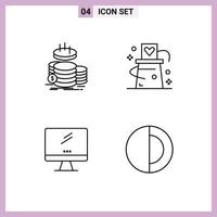 Pack of 4 Modern Filledline Flat Colors Signs and Symbols for Web Print Media such as coins trick income hat monitor Editable Vector Design Elements