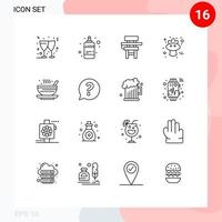 User Interface Pack of 16 Basic Outlines of dish thanksgiving class sparrow autumn Editable Vector Design Elements