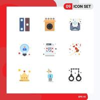 Universal Icon Symbols Group of 9 Modern Flat Colors of file code christmas thinking employee Editable Vector Design Elements