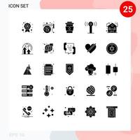 Universal Icon Symbols Group of 25 Modern Solid Glyphs of building signal sign service fast Editable Vector Design Elements