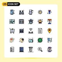 Universal Icon Symbols Group of 25 Modern Filled line Flat Colors of up arrow iot sun landscape Editable Vector Design Elements