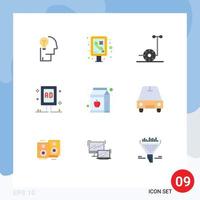 9 User Interface Flat Color Pack of modern Signs and Symbols of apple campaign public board advertising Editable Vector Design Elements