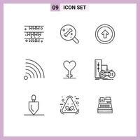 Universal Icon Symbols Group of 9 Modern Outlines of gender rss arrow news up Editable Vector Design Elements