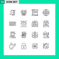 Universal Icon Symbols Group of 16 Modern Outlines of contact us communication hot world arrow Editable Vector Design Elements