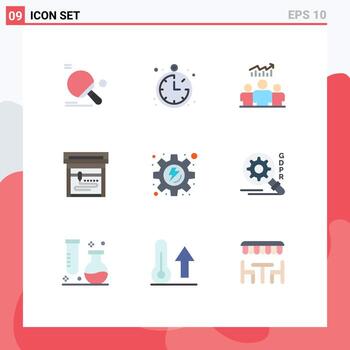 Modern Set of 9 Flat Colors and symbols such as process energy group printing success Editable Vector Design Elements