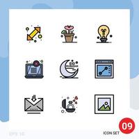 9 iconos creativos signos y símbolos modernos de luna eid bulbo amenaza error elementos de diseño vectorial editables vector