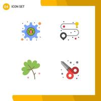 4 Universal Flat Icons Set for Web and Mobile Applications cyber crime spring flower point anemone scissor tool Editable Vector Design Elements