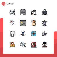 Set of 16 Modern UI Icons Symbols Signs for photo technology book lock study Editable Creative Vector Design Elements