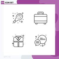 4 Thematic Vector Filledline Flat Colors and Editable Symbols of chicken bubble bag office message Editable Vector Design Elements