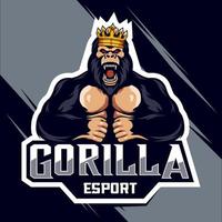 diseño de logotipo de rey gorila esport vector