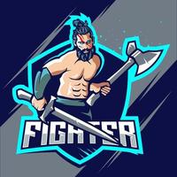 Fighter esport logo design vector