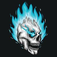 Blue fire skull head illustration vector