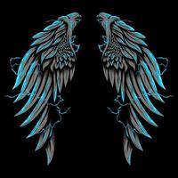 Eagle wing surrounded by lightning illustration vector