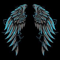 Eagle wing surrounded by lightning illustration vector