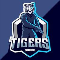 Tiger squad esport logo design vector