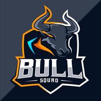 Bull mascot esport logo design vector