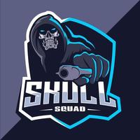 Skull squad with gun mascot esport logo design vector