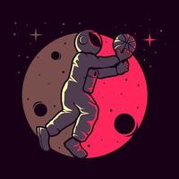 Astronauts playing funny basketball vector