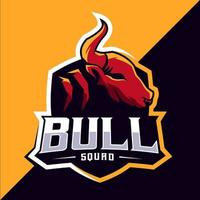 Bull mascot esport logo design vector