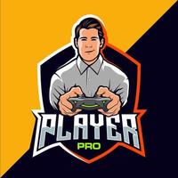 Pro player esports game logo design vector