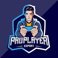 Pro player esports game logo design vector