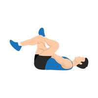 Man doing Eye of the needle pose or Sucirandhrasana exercise. Flat vector illustration isolated on white background