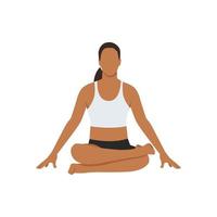 Woman doing Firelog Pose, Fire Statue Pose, Double Pigeon Pose, Square, Ankle to Knee Pose. Practice Agnistambhasana vector