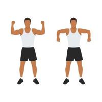 Man doing doing exercise - scarecrow arms elbow shoulder rotations. Flat vector illustration isolated on white background