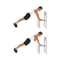 Man doing Incline plank shoulder taps exercise. Flat vector illustration isolated on white background. Layered vector. Abs workout