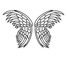 arte de línea y contorno de alas de ángel de vector libre