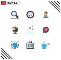 Set of 9 Modern UI Icons Symbols Signs for night forecast hotel foggy party Editable Vector Design Elements