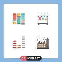 Pack of 4 Modern Flat Icons Signs and Symbols for Web Print Media such as wireframing audio idea tubes music Editable Vector Design Elements