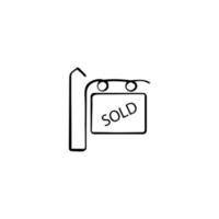 Sold House Line Style Icon Design vector