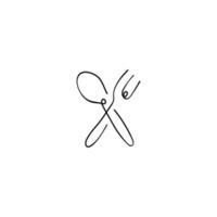 Spoon Fork Line Style Icon Design vector