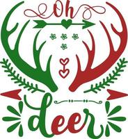 Oh deer. Matching Family Christmas Shirts. Christmas Gift. Family Christmas. Sticker. Card. vector