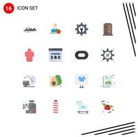 Set of 16 Vector Flat Colors on Grid for user man goal window home Editable Pack of Creative Vector Design Elements