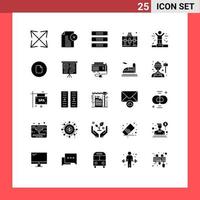 Mobile Interface Solid Glyph Set of 25 Pictograms of business hobbies cabinet bag interior Editable Vector Design Elements