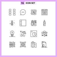 16 Thematic Vector Outlines and Editable Symbols of office webpage achievement web page Editable Vector Design Elements