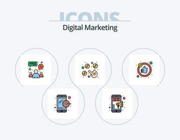 Digital Marketing Line Filled Icon Pack 5 Icon Design. report. analytics. letter. shopping. digital vector