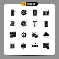 16 Universal Solid Glyphs Set for Web and Mobile Applications card health audio day calendar Editable Vector Design Elements