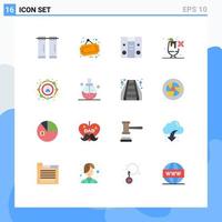 16 User Interface Flat Color Pack of modern Signs and Symbols of beauty sharing center seo drink Editable Pack of Creative Vector Design Elements